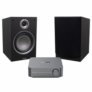 WiiM Streaming Amp w/ Tavor Bookshelf Speakers - Black