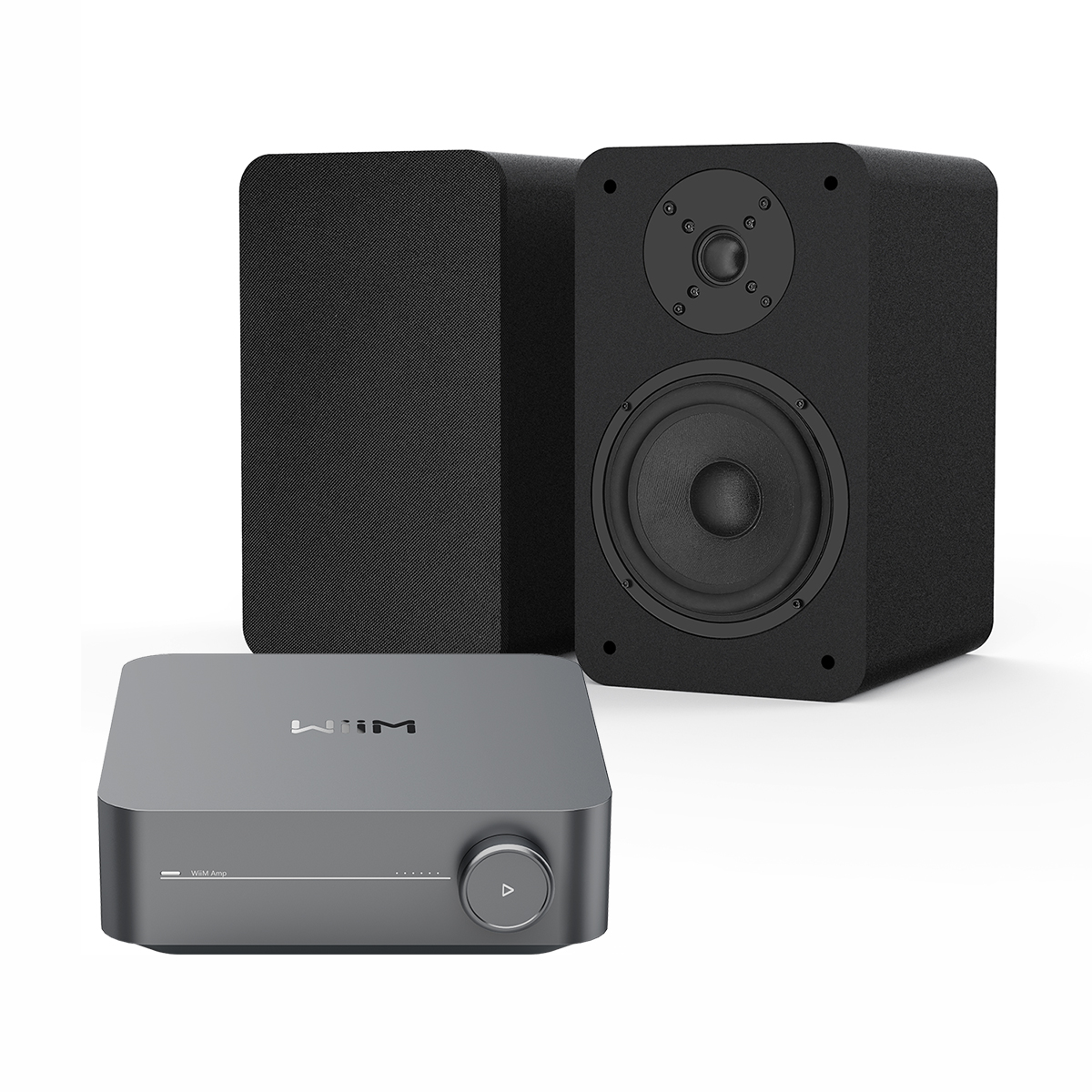 WiiM Streaming Amp w/ Purity Bookshelf Speakers - Black