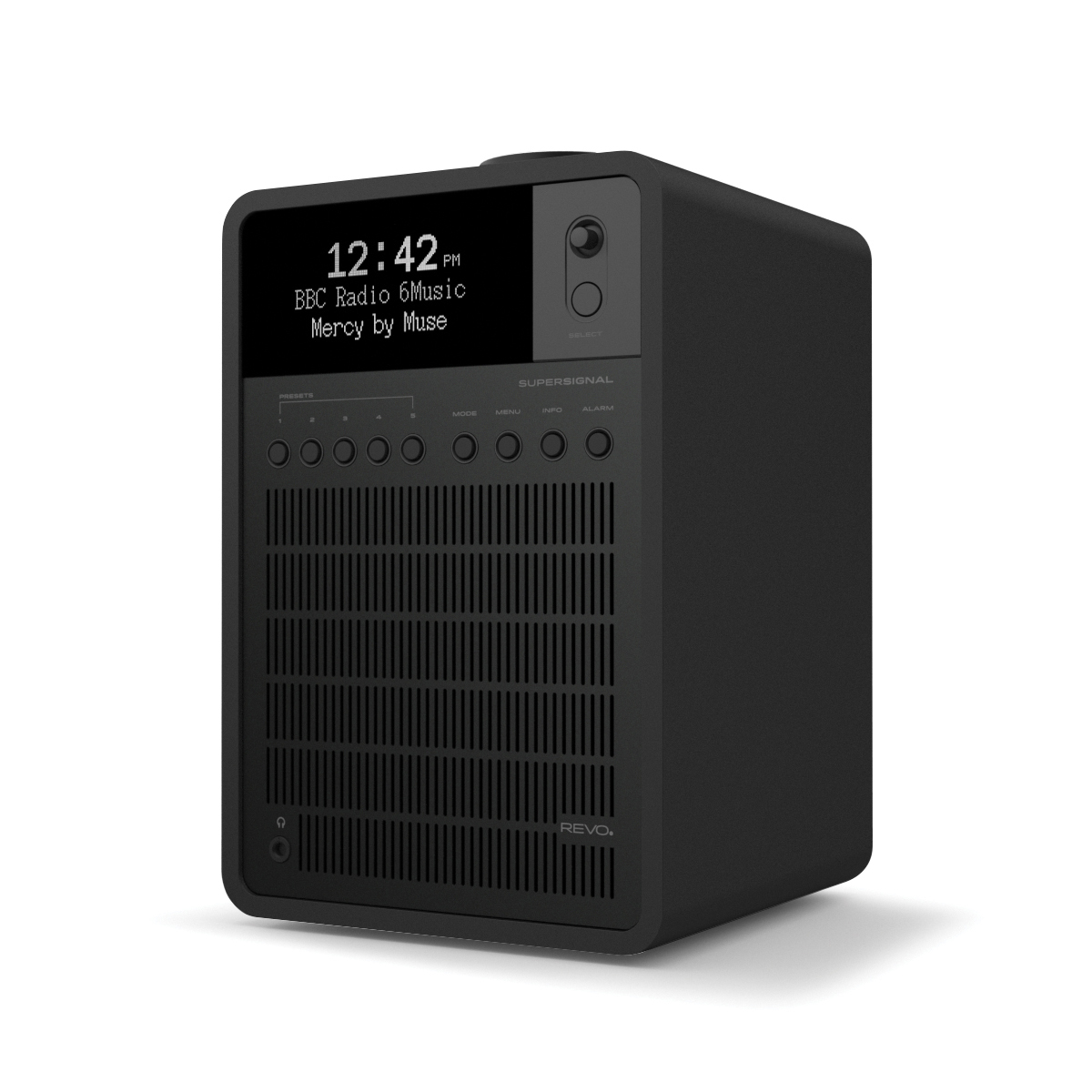 Revo SuperSignal Walnut Tabletop Radio with DAB+, FM and Bluetooth - Black Shadow