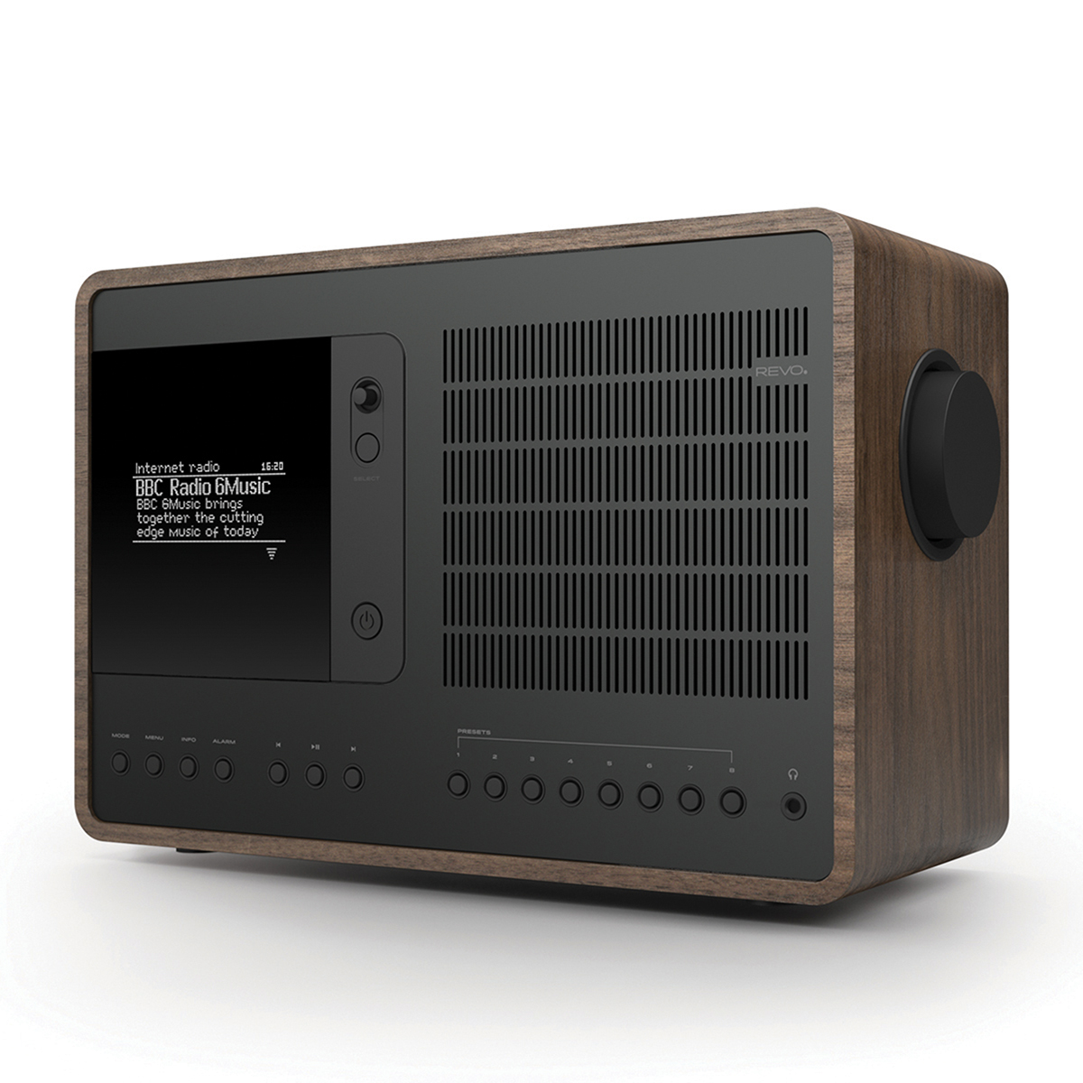 Revo SuperConnect Walnut Internet Radio with Spotify Connect, DAB+, FM and Bluetooth - Walnut Black