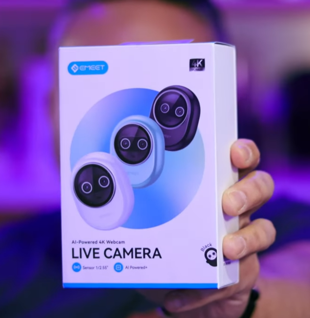 Emeet Piko+ 4K webcam in black finish with dual-lens design